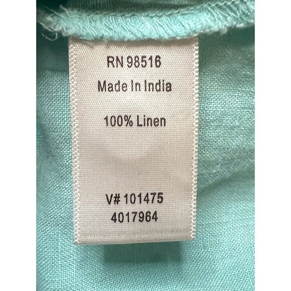 Coldwater Creek aqua linen ¾ adjustable sleeve blouse XL (16) - Picture 11 of 12